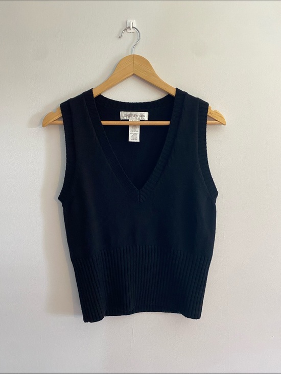 Jones New York Tops - Jones New York Vintage Black Merino Wool Sweater Vest